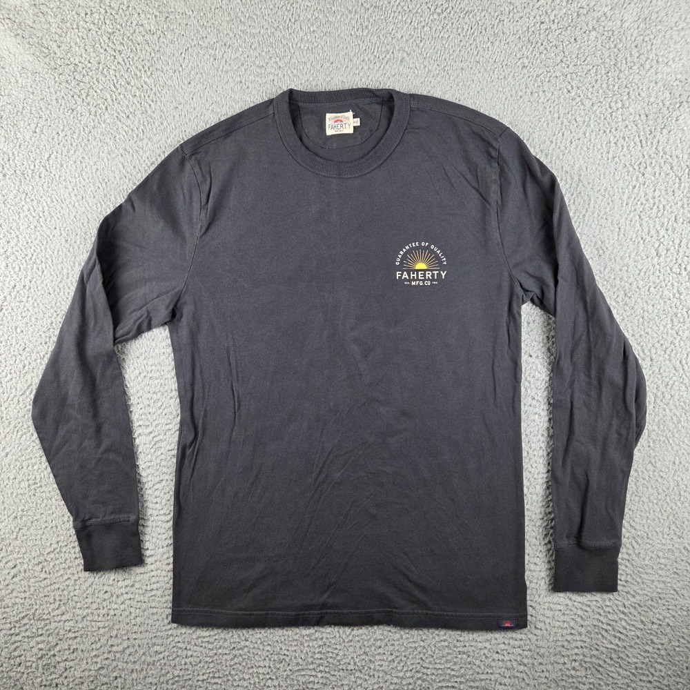 Faherty Shirt Medium Gray Long Sleeve Graphics Outdoor Hiking